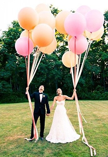 Afterloon Biodegradable Perfect Round Giant Balloons Pink/White/Silver 36 Inch 6 Pack, Large Thickened Extra Strong Latex Jumbo Big Helium Float, For Baby Gender Wedding Birthday Party Decorations #TOP2