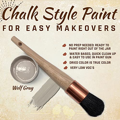 Chalky Chicks Premium Chalk Style Paint For Furniture, Home Decor & Diy Crafts – Eco Friendly – No Sanding, No Primer Needed – Multi Surface Paint – Wolf Gray (Gray/Beige) – 32 Oz – Made In The Usa #TOP2