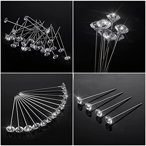 ASTER 200 sztuk kryształowych szpilek z diamentową główką, 1,5 cala, proste szpilki, kwiaty, szpilki do bukietów ze stali nierdzewnej, gorsety, biżuteria ślubna, dekoracja kwiatowa, srebrny, jeden
