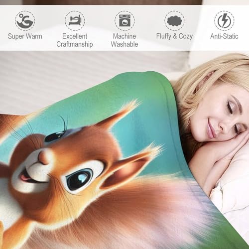 Manta de franela con ardillas de 150x200 cm para cama y sofá 4