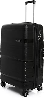كروسلاند شنطة سفر بعجلات غير قابلة للكسر مع قفل تي اس ايه 4 عجلات دوارة صامتة سحاب مزدوج قابل للتوسيع - 24 انش بولي بروبيلين PP أسود