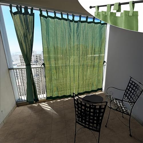 Image of HIPPO 160 GSM Outdoor Sun Blocking Balcony Loop Curtains Sun & UV Protection, Light Filtering 3FTX9FT Long Door Curtain (Camouflage-Green)