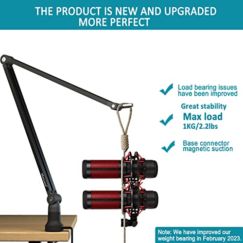 Mercase Boom Arm, Foldable Desktop Metal Mic Stand, Adjustable Scissor Microphone Arm Stand With Desk Mount Clamp, Hidden Cable Trough, 3/8" To 5/8" Adapter For Blue Yeti Snowball Hyperx Quadcast #TOP3