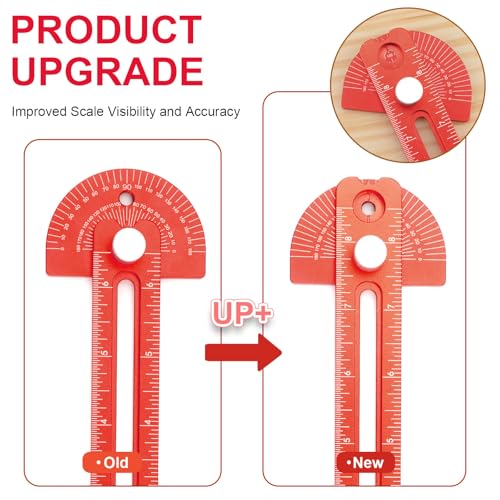 TOURACE Woodworking Ruler, Adjustable Mark Angle & Straight line Scribe, Precision Pocket Ruler Metal Metric & Inch Portable Slide Rule Woodworking Tool T Square with Protractor Angle Finder (6 INCH)