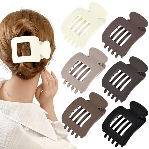 Obeoby 6 PCS Flat Claw Clips for Women, French Flat Hair Clips Large Hair Barrettes Accessories