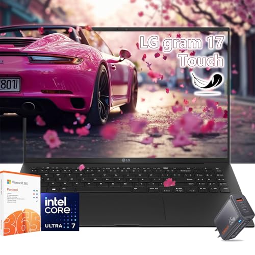 LG gram 17 inch Laptop Touchscreen - Intel Core Ultra 7-17.3 Large Screen WQXGA - Backlit Keyboard - 32GB RAM - 2TB PCIe SSD - Ultra Thin Lightweight - 2025 AI Copilot PC 47 NPU Tops -Windows 11 Pro