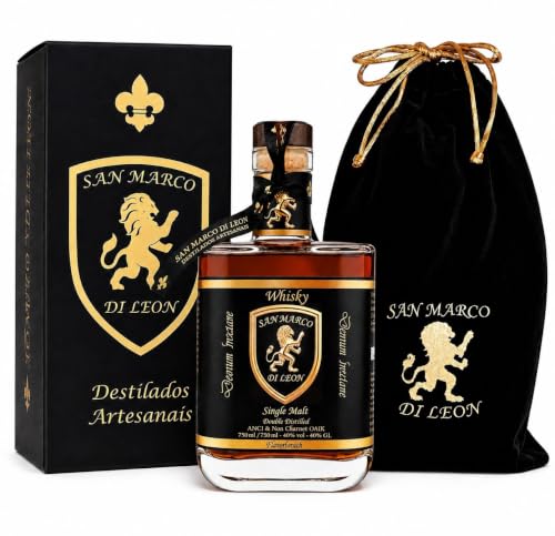 Single Malt Whisky San Marco Di Leon Artesanal-Envelhecido 3 anos-Carvalho Tosta Média-Dupla Destilação-Notas mel, amêndoas e nozes - 700ml 40% vol