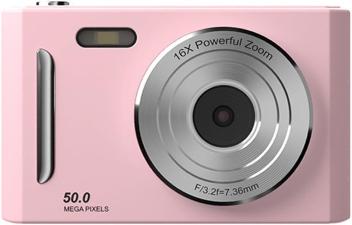 Digital Camera, Digital Video Camera CCD, 65MP 2.4 Inch LCD Flip Screen Auto Focus 8X for Beginners, Teens, Students(Pink)