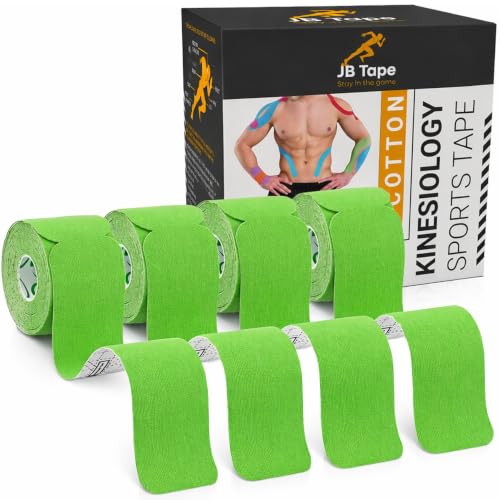 Image of JB Tape Kinesiology Tape, 80 Precut Strips, Green, Latex‑Free, 4 Rolls | 80 Precut Strips, 10-Inch Strips, 4 Rolls