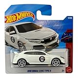 Hot Wheels   2018 Honda Civic Type R   Night Speed 3/10   JJH88   Carte courte   Blanc   Modèle sous licence   Mattel 2026 1:64