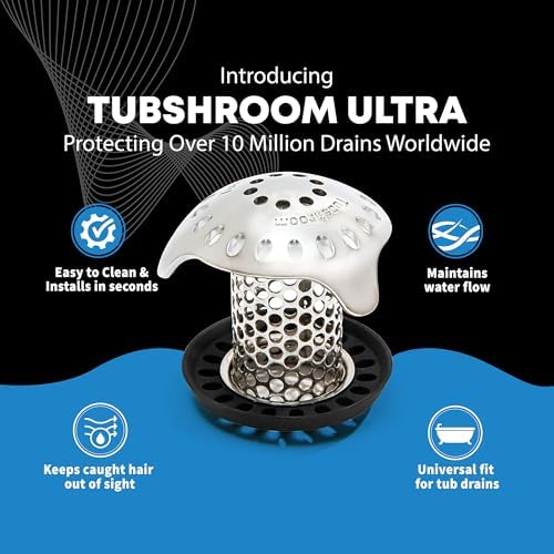 TubShroom Ultra Revolutionary Bath Tub Drain Protector Hair Catcher/Strainer/Snare Stainless Steel, 1-Pack, Silver - 3