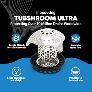 TubShroom Ultra Revolutionary Bath Tub Drain Protector Hair Catcher/Strainer/Snare Stainless Steel, Single Pack