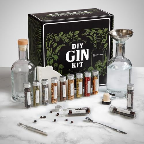 Botanical Bliss DIY Gin Kit – Kit de infusión de ginebra y cóctel premium con hierbas botánicas, especias y accesorios de mezcla
