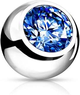 2 bolas – rosca de 1,2 o 1,6 mm – plata con cristal – acero quirúrgico 316L – elección de colores y tamaños – bola de repuesto (rosca: 1,2 mm | diámetro: 3 mm, azul), Gewinde: 1,2 mm | Durchmesser: 3