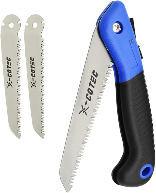 X-COTEC Pruning Saw,Folding Pruning Hand Saw with 2 Blades for Wood, Pruning Saw Survival Tool DIY Tool, Professional Garden Tool