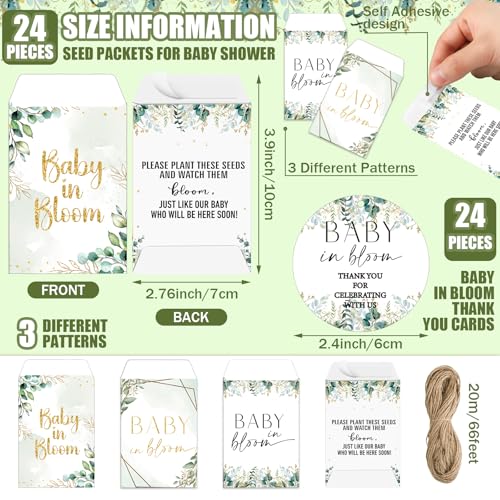 Reallnaive Baby Shower Party Favors Baby in Bloom Envelopes Seed Packets Include 24 Mini Terracotta Pots Seed Packets 24 Self Adhesive Envelopes Thank You Tags Gifts for Party(Greenery) by Reallnaive - Image 4