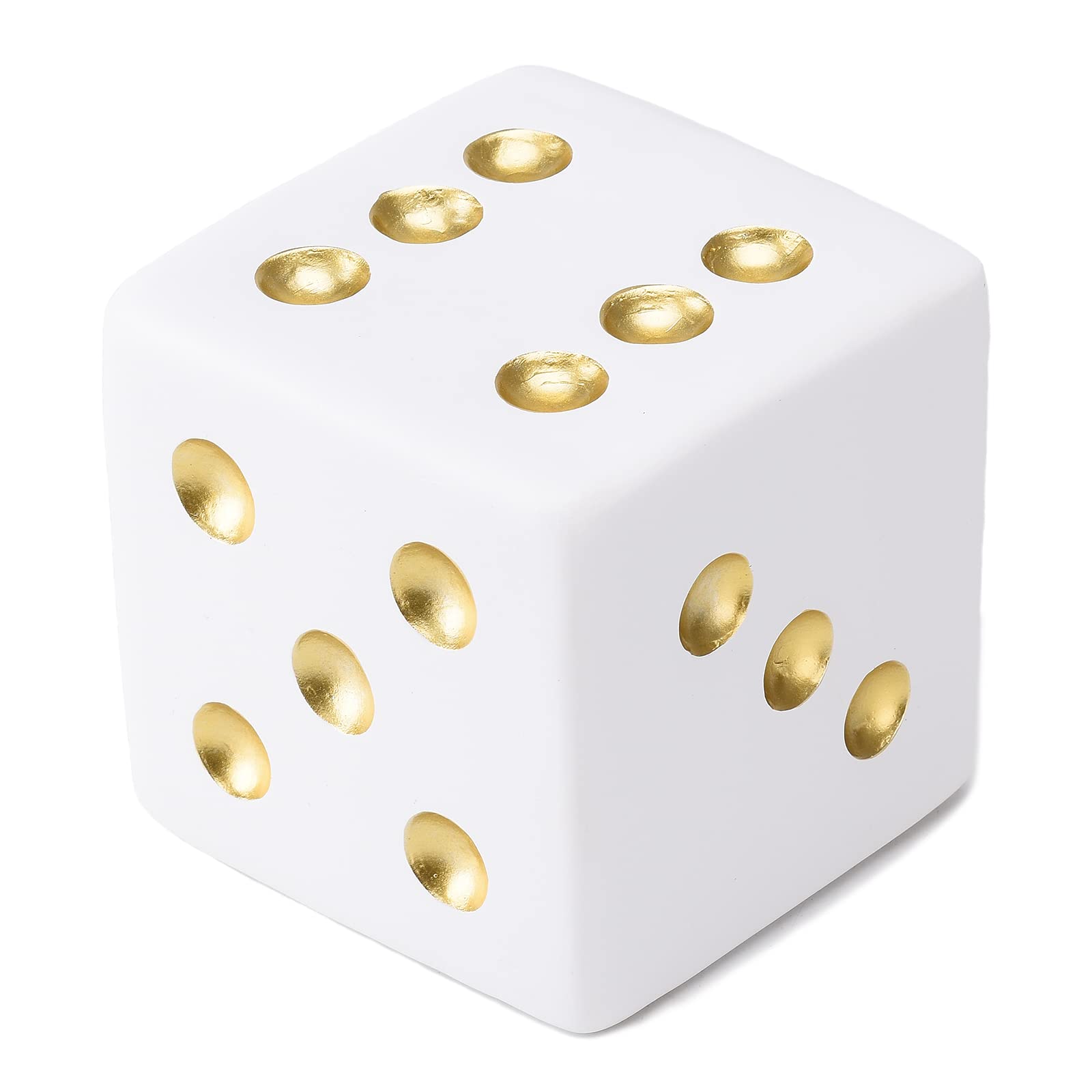 BRABUD Resin Jumbo Dice Decor White & Gold Dice Statue Living Room Bedroom Office Photographic Decoration 2.7'' TQGJBS377