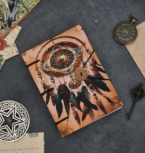 Image of Handmade Dreamcatcher Journal | Artistic Spiritual Design Diary with 125 GSM Recycled Paper ? Eco-Friendly Gift (7x5 Inch)