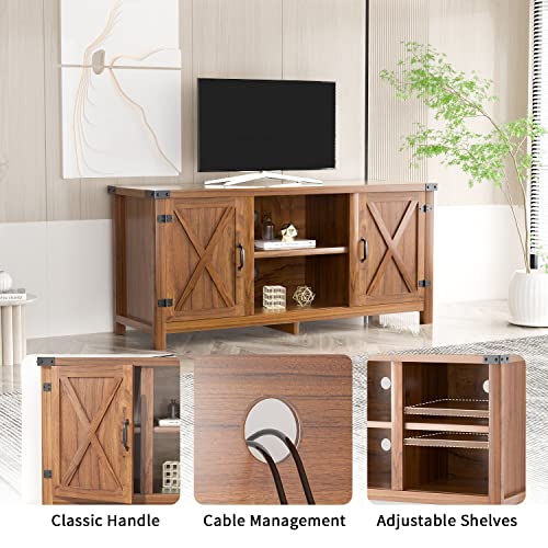 image for JUMMICO TV Stand for 65 Inch TV Farmhouse Entertainment Center with Do