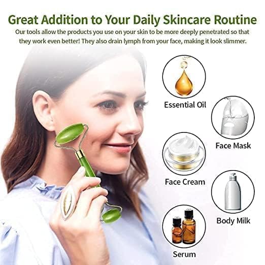 Image of Hair Massager Hair Scalp Massager Shampoo Brush+Hair Regrowth Roller with 540 Titanium Micro Needles+Face Stone Jade Roller With Gua Sha (Hair sclap+Hair Growth Roller+Jade Roller) (Hair Roller+Jade Roller+Sleeve)