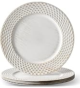 Kazozobi 13" White Charger Plates, Round Plastic Server Ware Chargers for Dinner Plate, Decorativ...