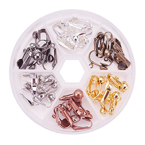 Ph Pandahall 36 Pcs Brass Clip-On Earring Converter Component 17X14X7Mm For Non-Pierced Ears 6 Colors #TOP7
