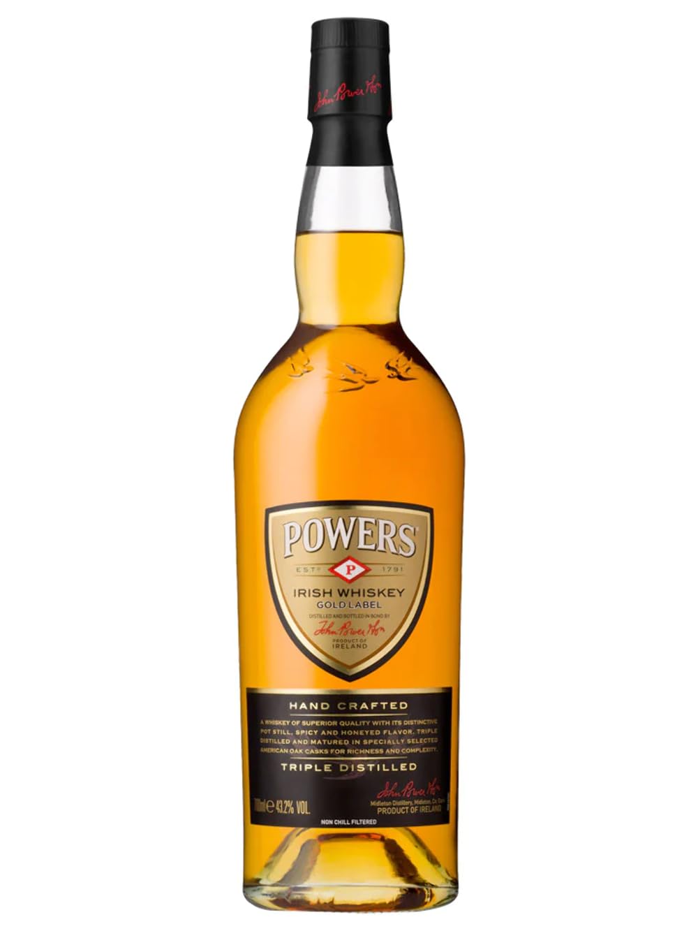 John Powers Gold Label Irish Whiskey – Außergewöhnlicher Blended Irish Whiskey aus Single Pot Still and Grain Whiskeys – 1 x 0,7 l