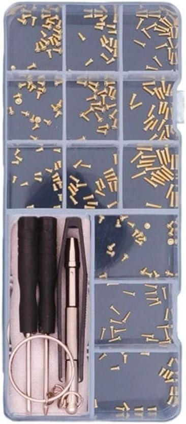 Eyeglasses Repair Kit, Glasses Repair Screws with Screwdriver/Tweezer/Screws Caps/Washers/Nuts, for Glasses Repair Clock Watch