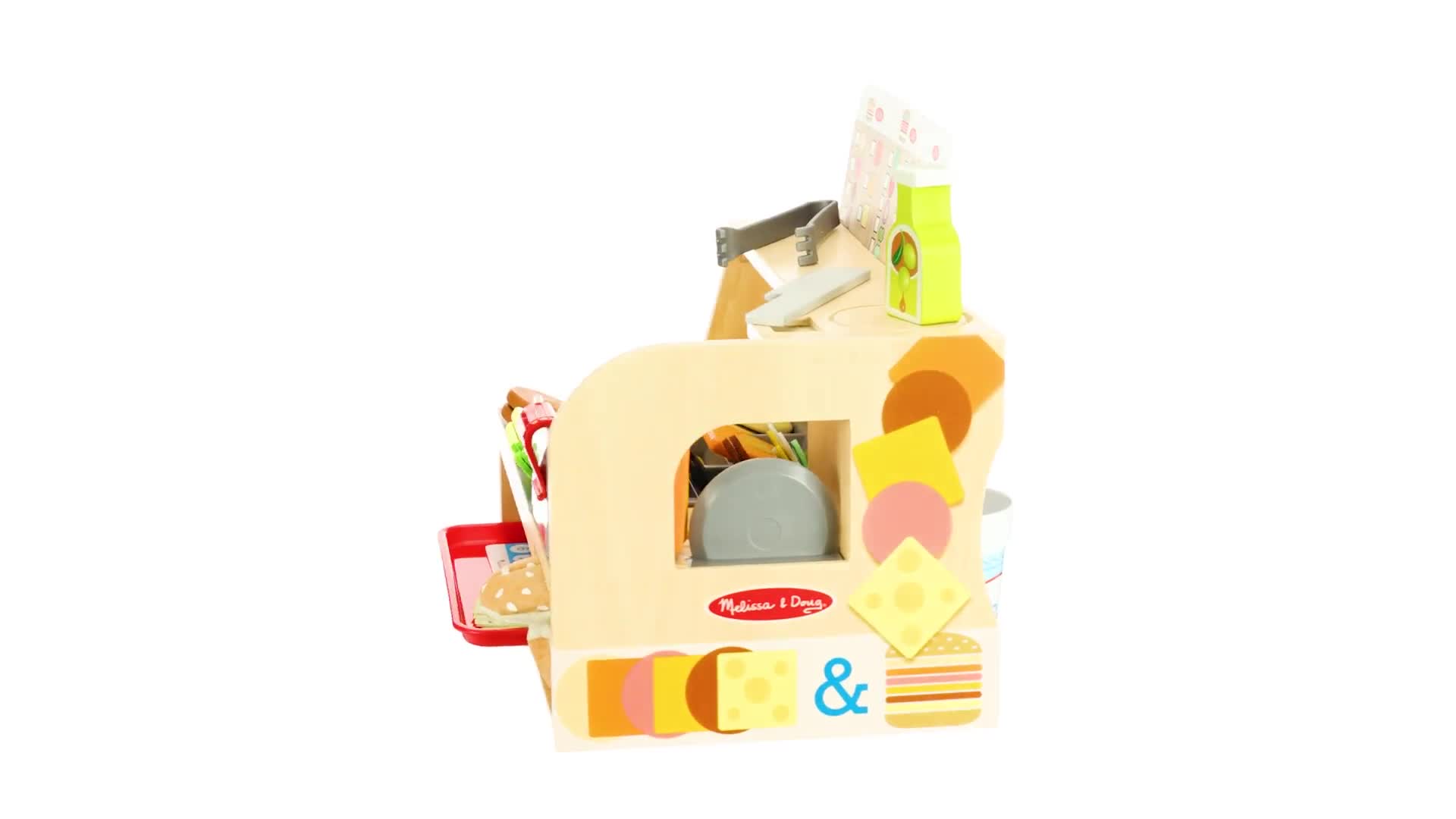 Melissa & Doug Tienda De Sándwiches De Madera Con Mostrador Y 52 Accesorios | Juego De Imitación Para Niños Y Niñas +3 Años | Incluye Rebanadora, Coberturas De Fieltro Y Dinero De Juguete