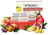 Tipson Organic Ashwagandha Variety Sampler - 6 Flavors (60 Tea Bags), Herbal Tea Infusions - USDA Organic, Non GMO, and Gluten Free
