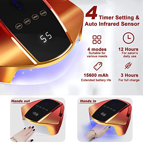 96W Rechargeable Uv Light For Nails | Cordless Led Nail Lamp With Portable Handle | Professional Curing Uv Lamp For Gel Nails | Auto Infrared Sensor And 4 Timers Nail Tools For Nail Polish(Colorful) #TOP2