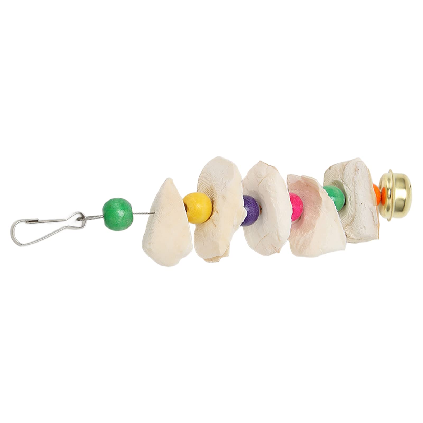 Juguetes para Masticar Pájaros para Loros - Sepia Natural Colorida con Campana para Rechinar los Dientes y Suplemento de Calcio - Material Seguro y Fácil de Instalar (M)