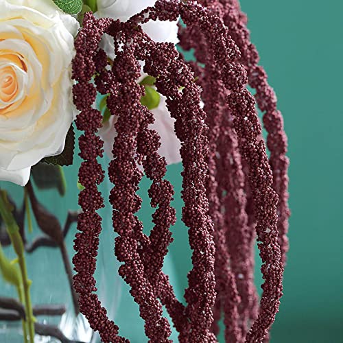 Efavormart Pack Of 2-36 Inch Burgundy Amaranthus Artificial Stem Flower With Ivy Leaves Realistic Flower Arrangements Fake Flowers Bouquet For Home Wedding Decoration #TOP4
