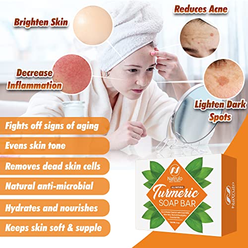 Natural Turmeric Soap Bar, 4Oz – Turmeric Face & Body Wash For Dark Spots, Intimate Areas, Underarms – 100% Pure Vegan Exfoliating Facial Cleanser With Detoxifying Kaolin Clay – Turmeric Healing Skincare For Men & Women Made In Usa #TOP1