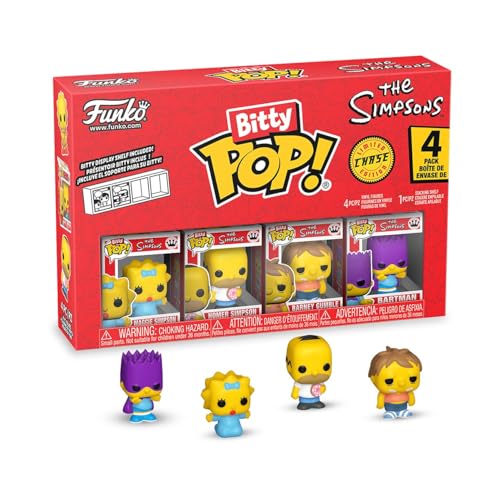 Funko Bitty Pop! The Simpsons - Maggie - 4 Pack - 1 Chance sur 6 D'avoir Une Variante Rare Chaseet Une Mini-Figurine Mystère en Surprise