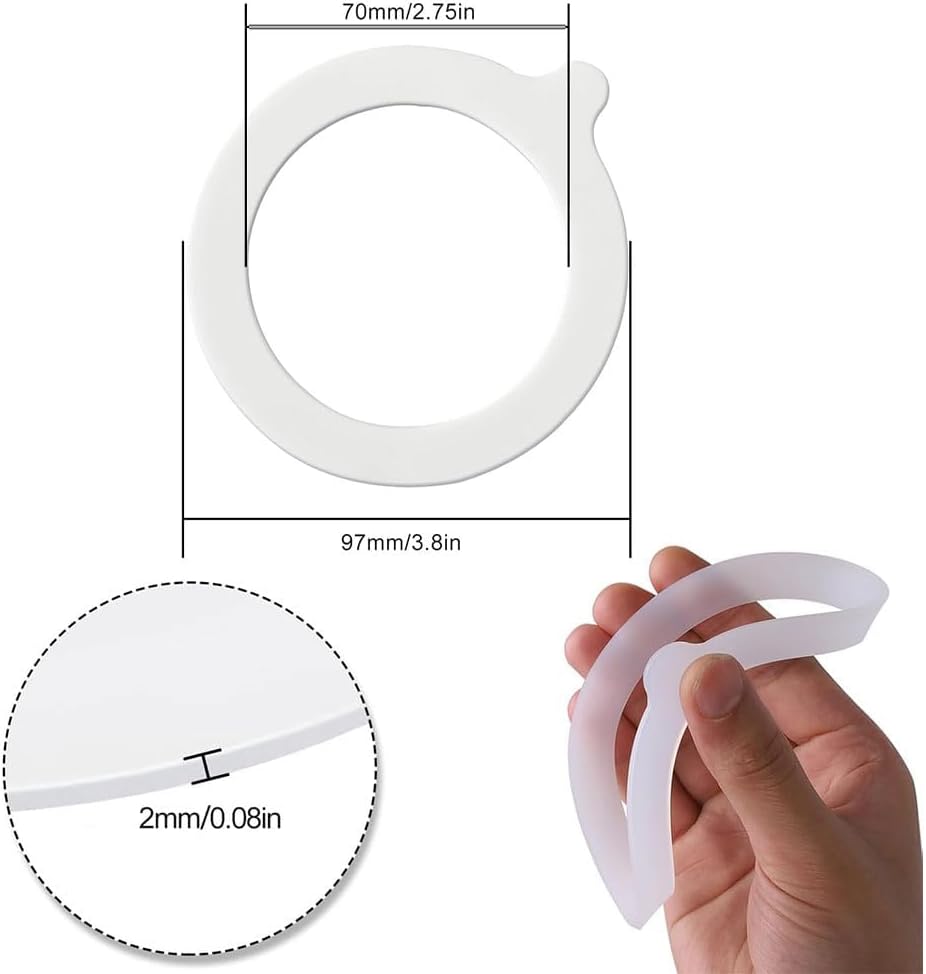 Replacement of 6 jar seals, silicone seals, standard rubber airtight sealing rings for storing jars, sheathed glass jars (white, orange)