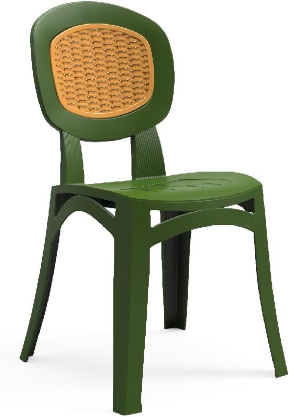 Comfort Indoor & Outdoor Plastic Dining Chair (Rattan Cappuccino & Cream)