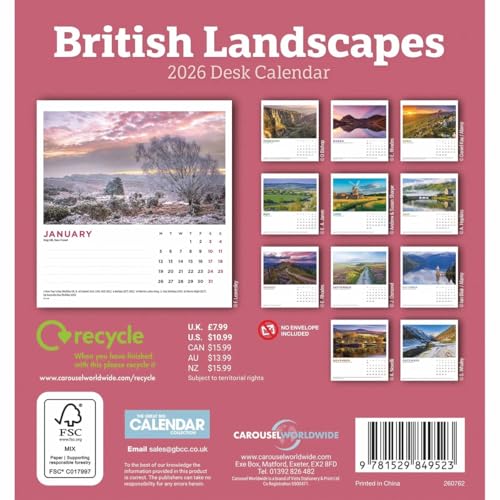 Carousel Worldwide, British Landscapes 2026 Desk Calendar - Image 2