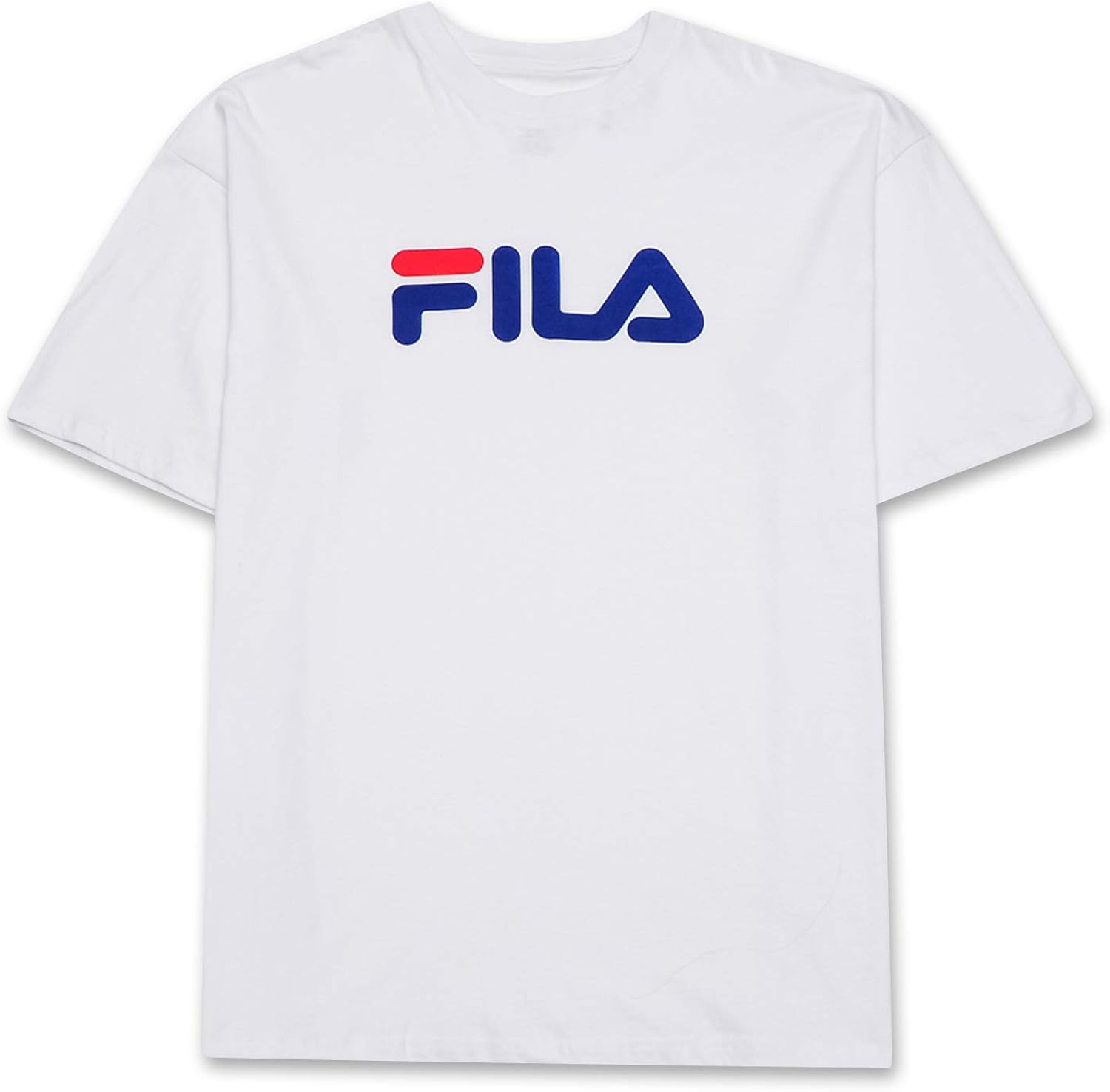 Fila Men Big and Tall Print Crewneck T Shirt Men Short Sleeve Shirts Men White