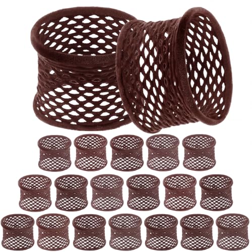 Chuangdi 20 Pcs Large Cotton Hair Ties Hollow Cotton Scrunchies, Brown