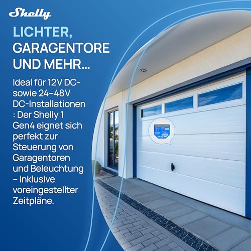 Shelly 1 Gen4 - WLAN Smart Relais Schalter, Potentialfreier Kontakt, 1 Kanal, 16A, Lichtschalter, Garagentoröffner, Smart Home, Zeitschaltuhr, Alexa & Google, Matter, Kein Hub Erforderlich (2 Stück)