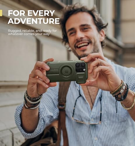 Dexnor for iPhone 15 Pro Case with Slide Camera Cover & Adjustable Kickstand, Compatible with MagSafe, Rugged Shockproof Bumper Cases Heavy-Duty Magnetic Protective Cover,6.1 inch,Army Green by Dexnor - Used condition - Image 7