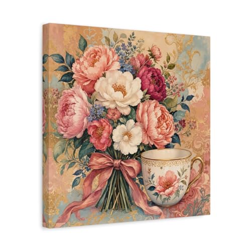 Toile florale aquarelle grand format 16x16 inch au style minimaliste épuré
