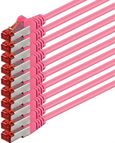 1aTTack.de 0.25m Cat6 Ethernet Cable Lan Patch Cat 6 Cables Internet Rj45 Plug 1Gbit/s SFTP PIMF for switch, router, modem, computer, gaming, tv, patchfields - orange - 10 pieces 0.25m