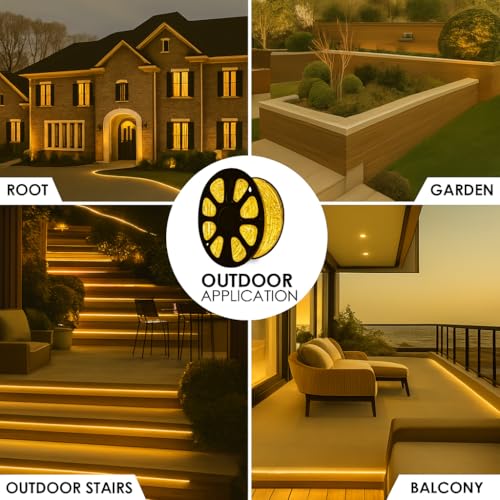 Image of Gesto 10 Meter Rope LED Strip Lights | 120 LED /Mtr Waterproof Outdoor Lights for Balcony, Home Decor, Cove Light for False Ceiling | Flexible, Cuttable Strip Light for Diwali Decoration - Warm White