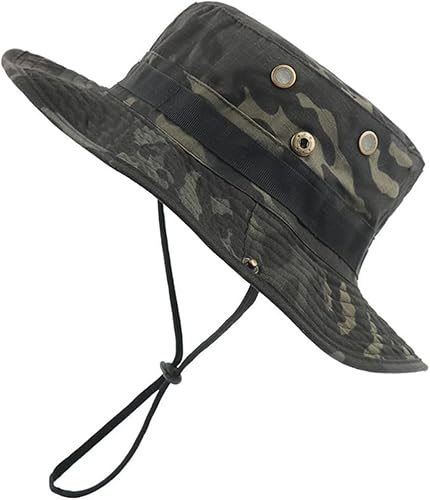 Sombrero de sol de camuflaje Boonie de verano para hombre, transpirable, protección solar, pesca, senderismo, sombrero plegable