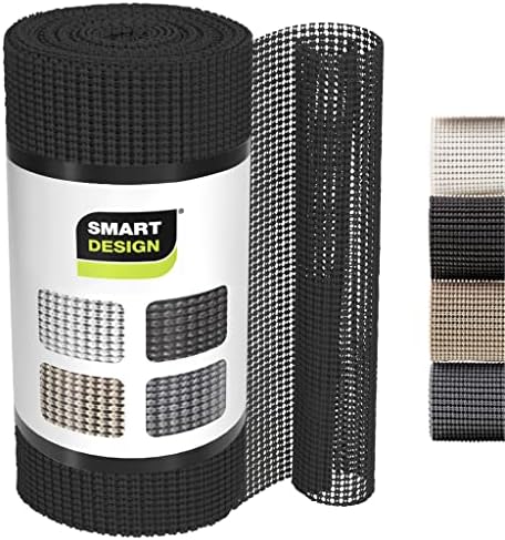Smart Design Classic Grip Shelf Liner – 12in x 20ft – Non-Adhesive Drawer Liner with Strong Grip Helps Protect and Personalize Your Home Organization and Storage – Black