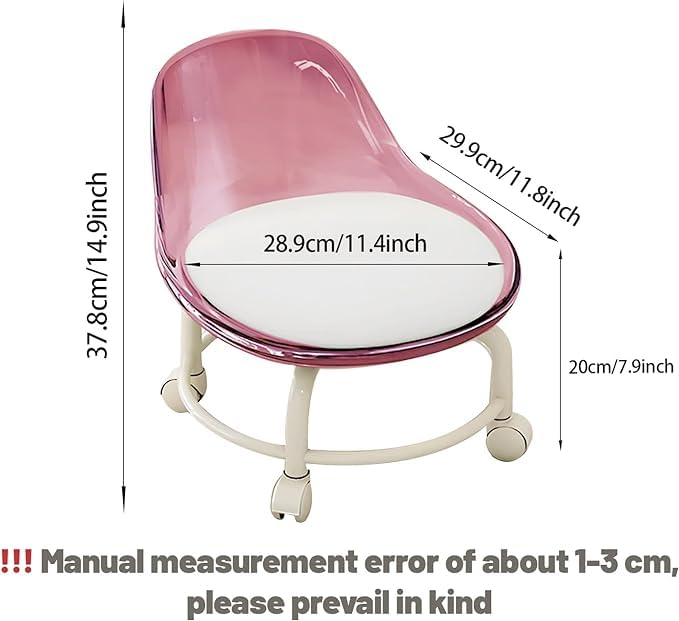 Seafrrzios Salon Stool Round Swivel Drafting Rolling Stools PU Leather Spa Stool with Wheels Backrest Hair Dress Barber Chair for SPA Massage, Garage Stool, Rolling Chair (Pink) Seafrrzios Salon Stool Round Swivel Drafting Rolling Stools PU Leather Spa Stool with Wheels Backrest Hair Dress Barber Chair for SPA Massage, Garage Stool, Rolling Chair (Pink)