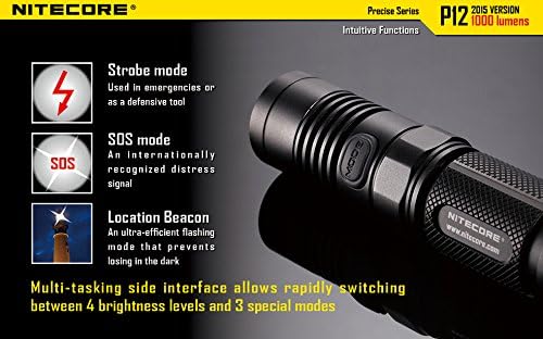 Miniatura 4 de Nitecore Linterna P12 impermeable, funciona con pilas, color negro