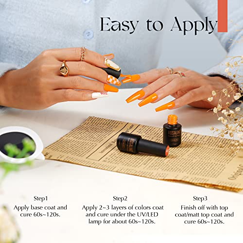 ROSALIND 48 Pcs Esmalte Semipermanente, 45 Colores Pintauñas Semipermanentes Remojo con Base, Top Coat Brillante y Mate, Esmalte de Uñas Semipermanentes de Nude Verde Violeta Para - imagen 6